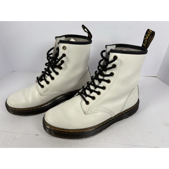 Doc Martens White Zavala Combat Lace-up Ankle Boots Womens Size US 7 - Picture 1 of 9